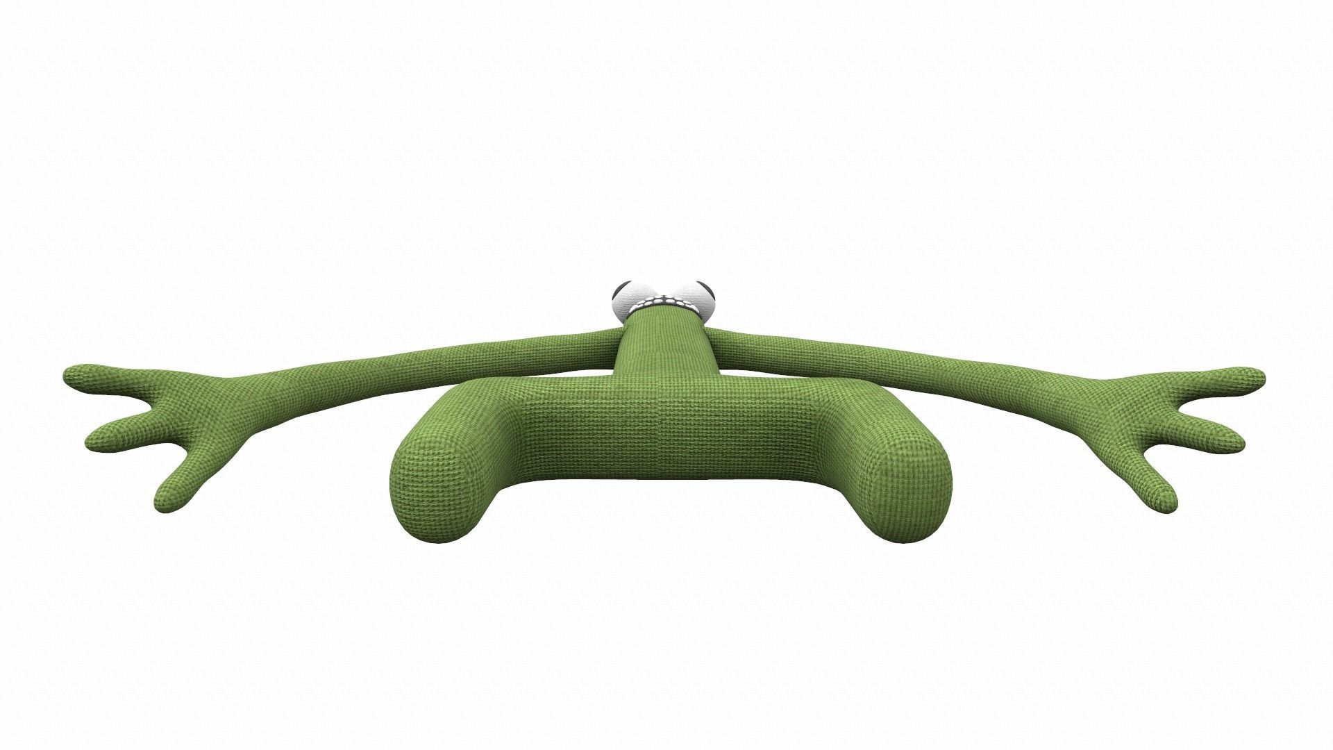 Plush toy monster green from rainbow friends 3D model_4