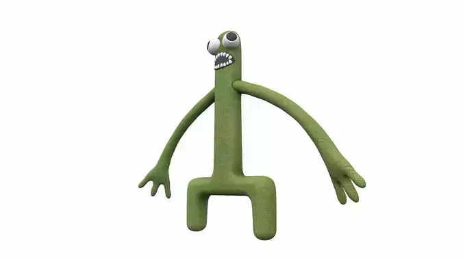 Plush toy monster green from rainbow friends 3D model