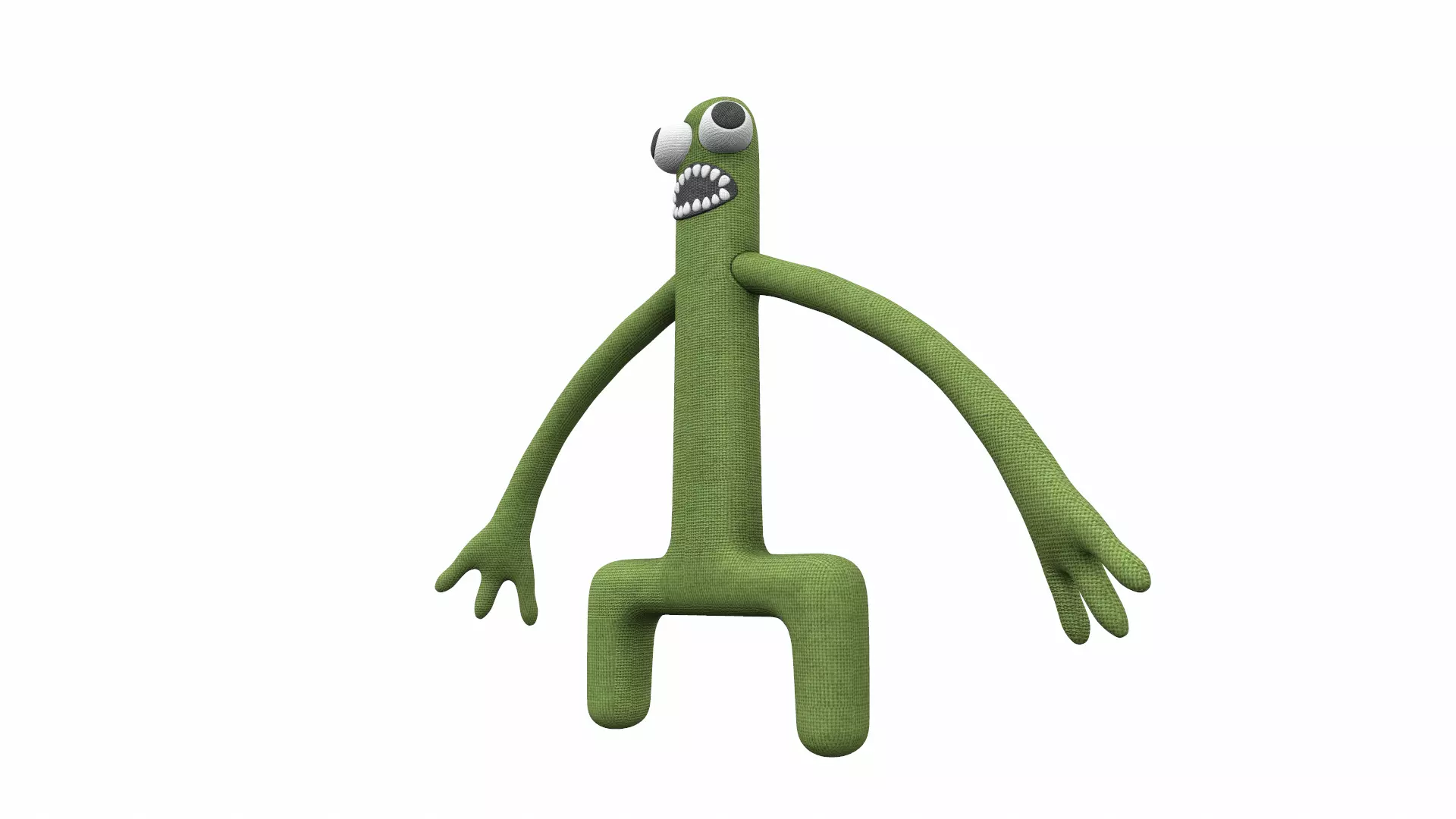 Plush toy monster green from rainbow friends 3D model_0