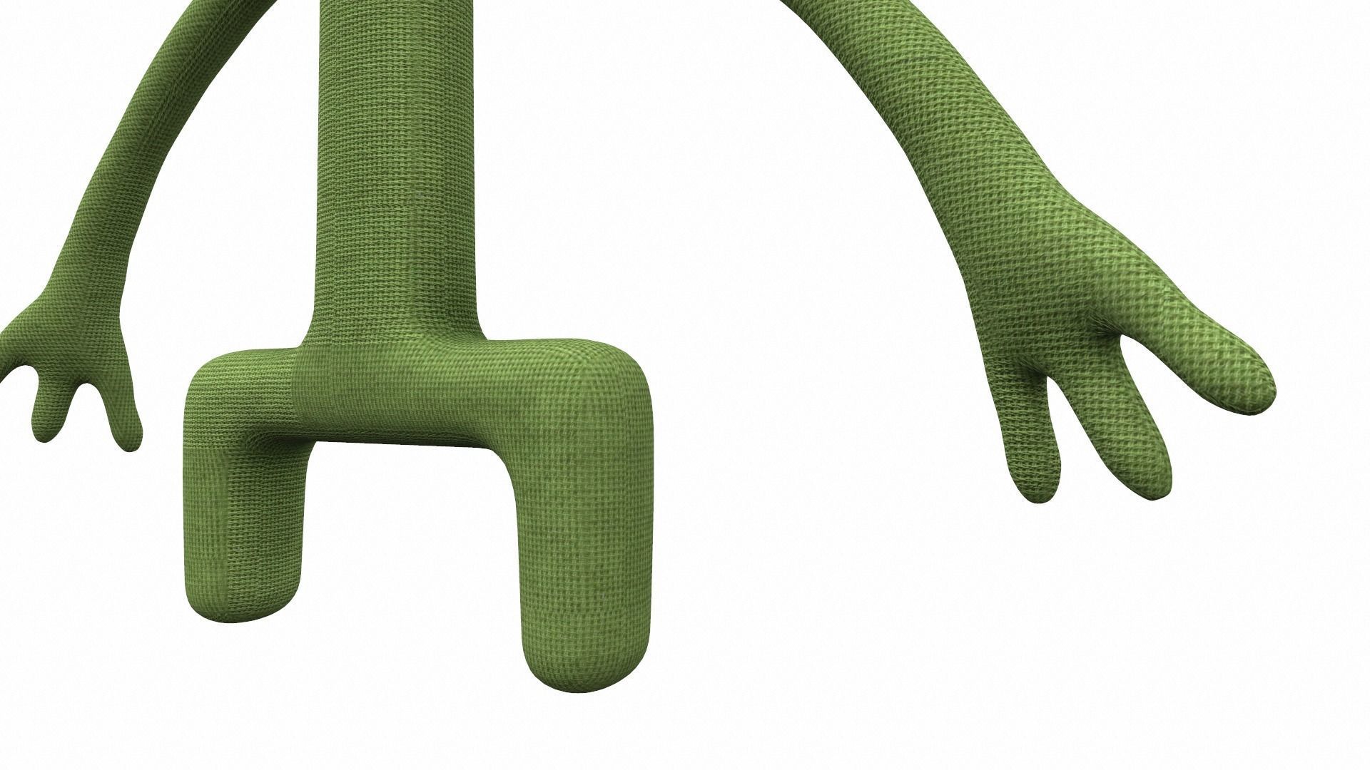 Plush toy monster green from rainbow friends 3D model_8