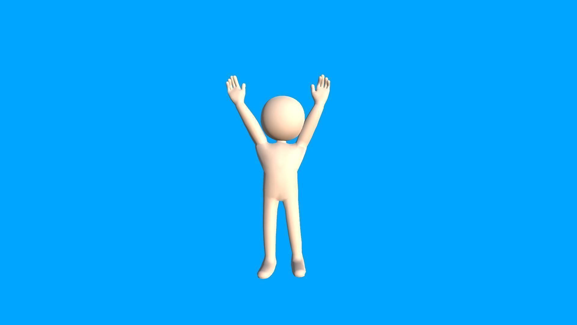 Stickman Simple Low Poly Character Low-poly 3D model_2