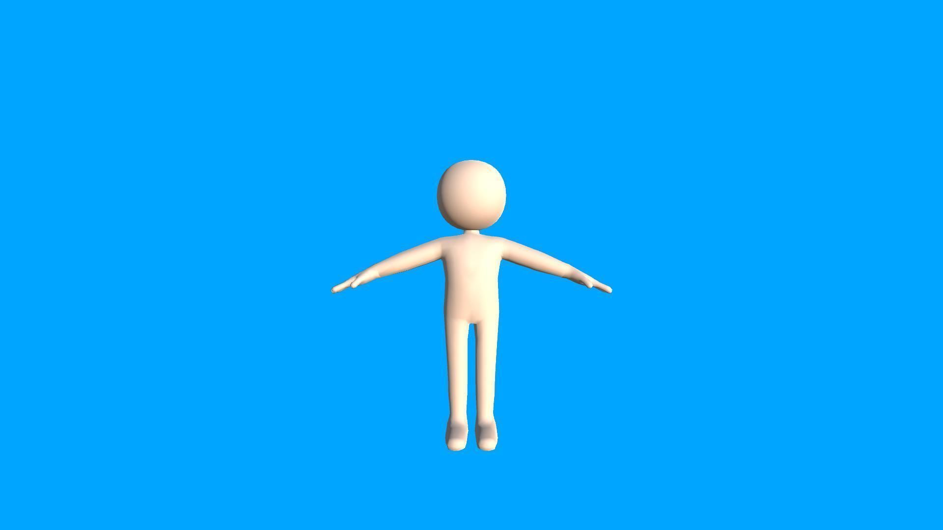 Stickman Simple Low Poly Character Low-poly 3D model_3