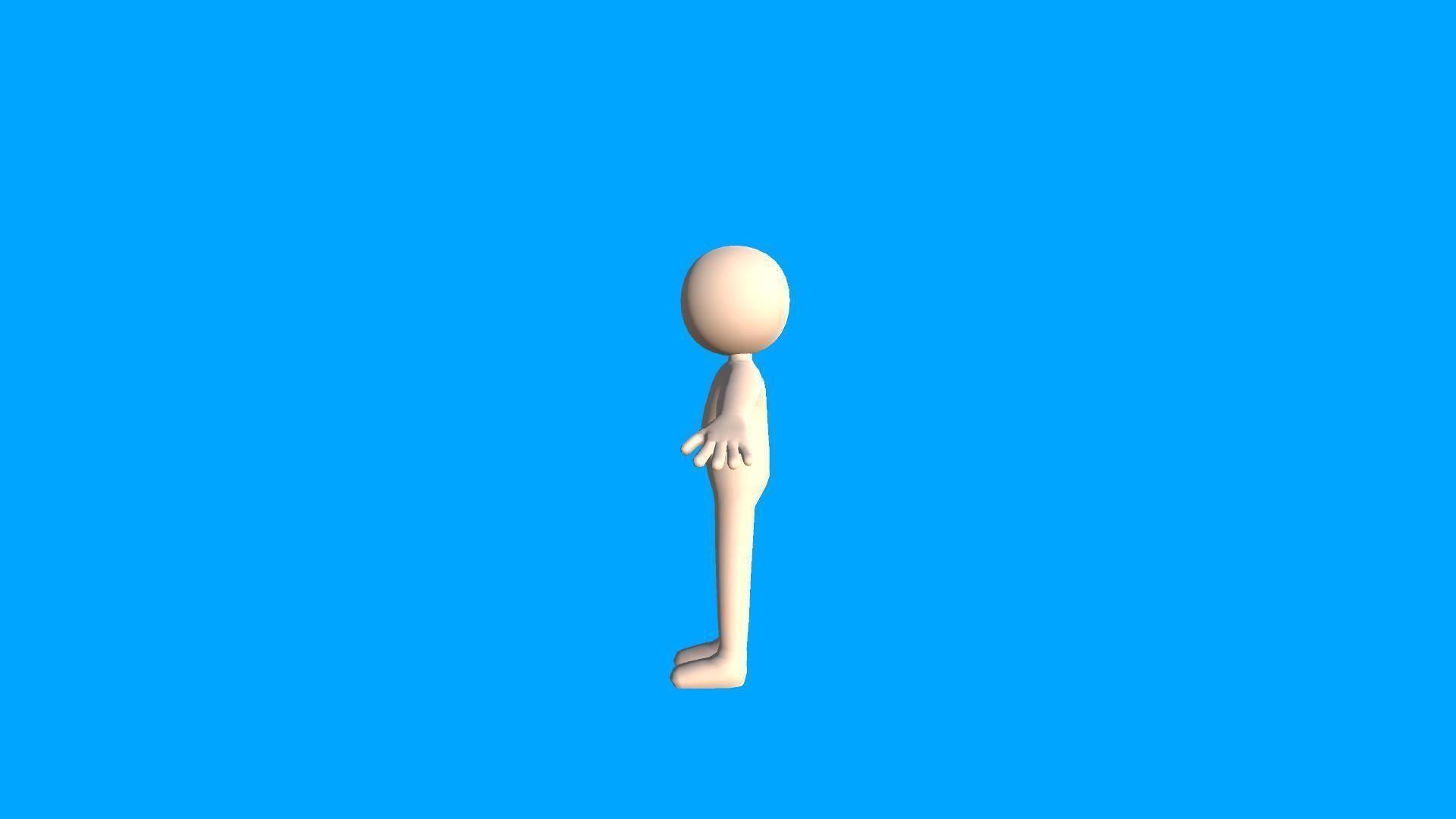 Stickman Simple Low Poly Character Low-poly 3D model_4