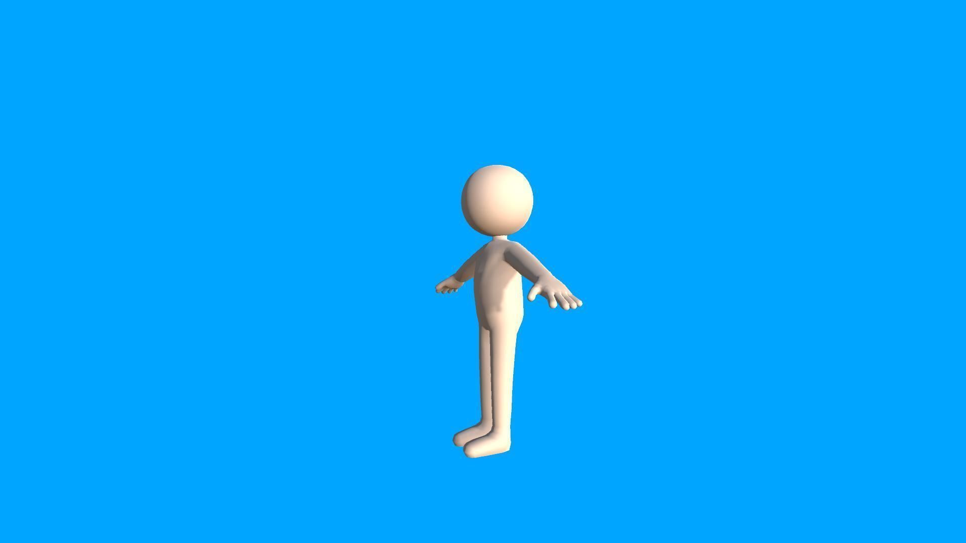 Stickman Simple Low Poly Character Low-poly 3D model_5