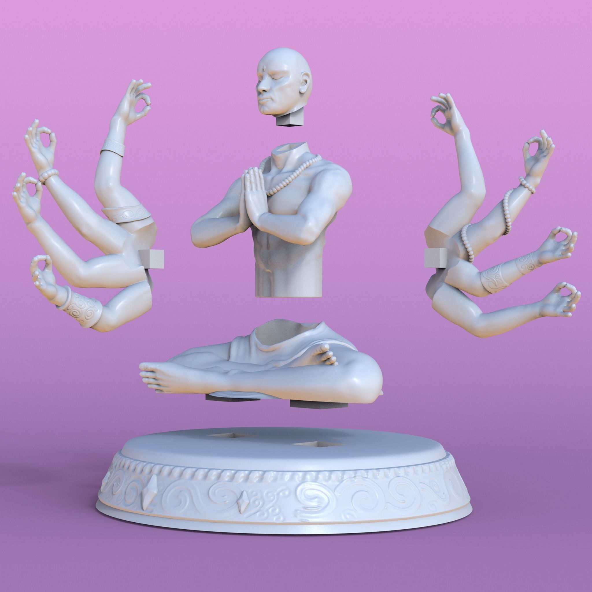 monk - meditation 3D print model_3