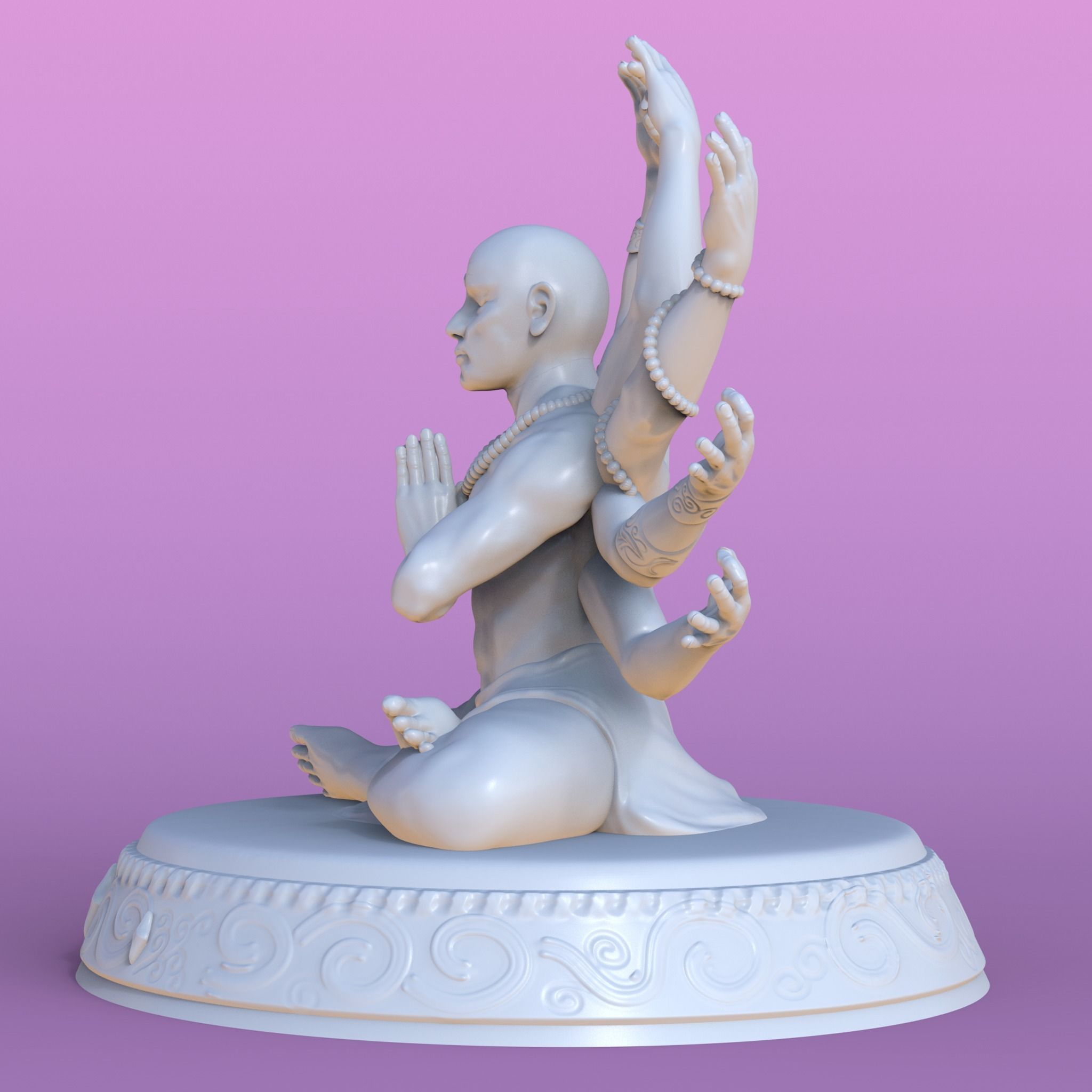 monk - meditation 3D print model_4