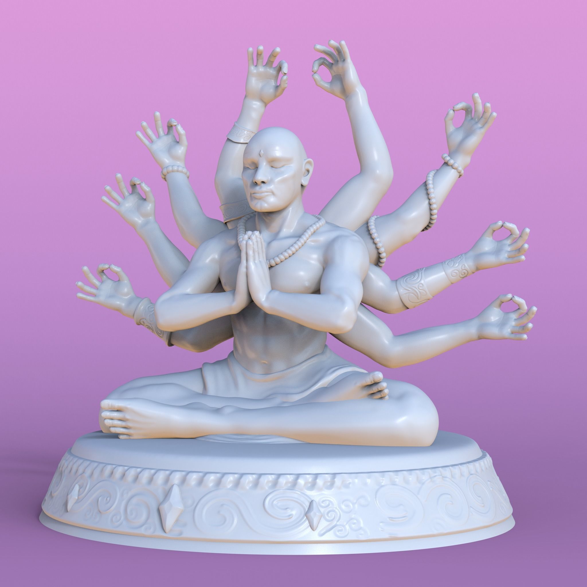 monk - meditation 3D print model_2