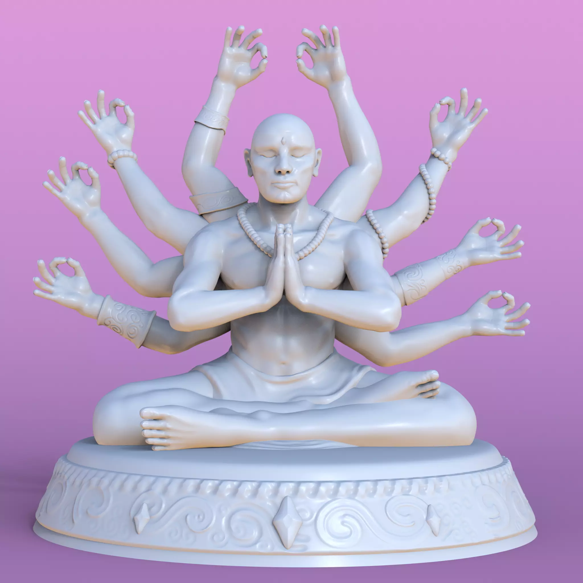monk - meditation 3D print model_0