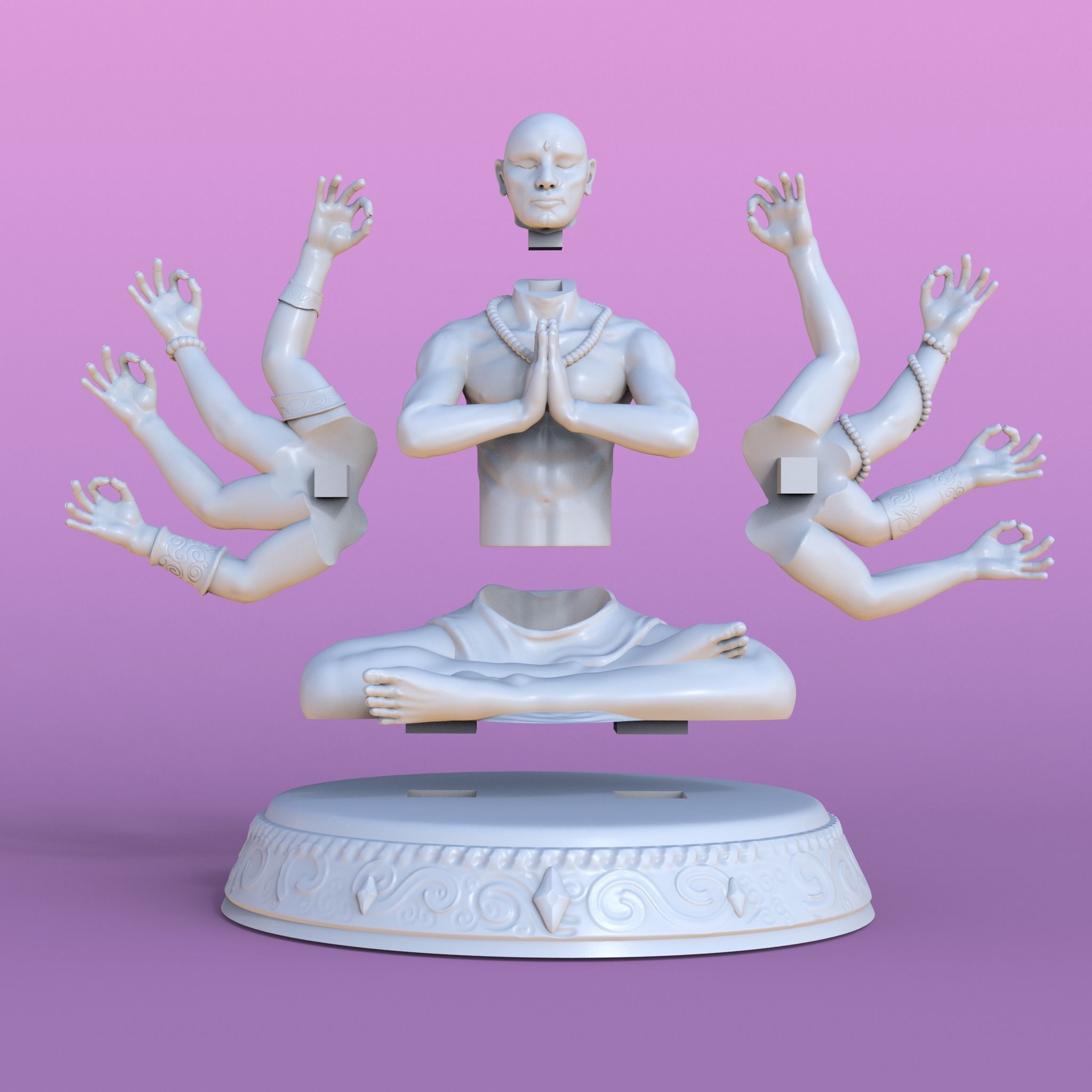 monk - meditation 3D print model_1