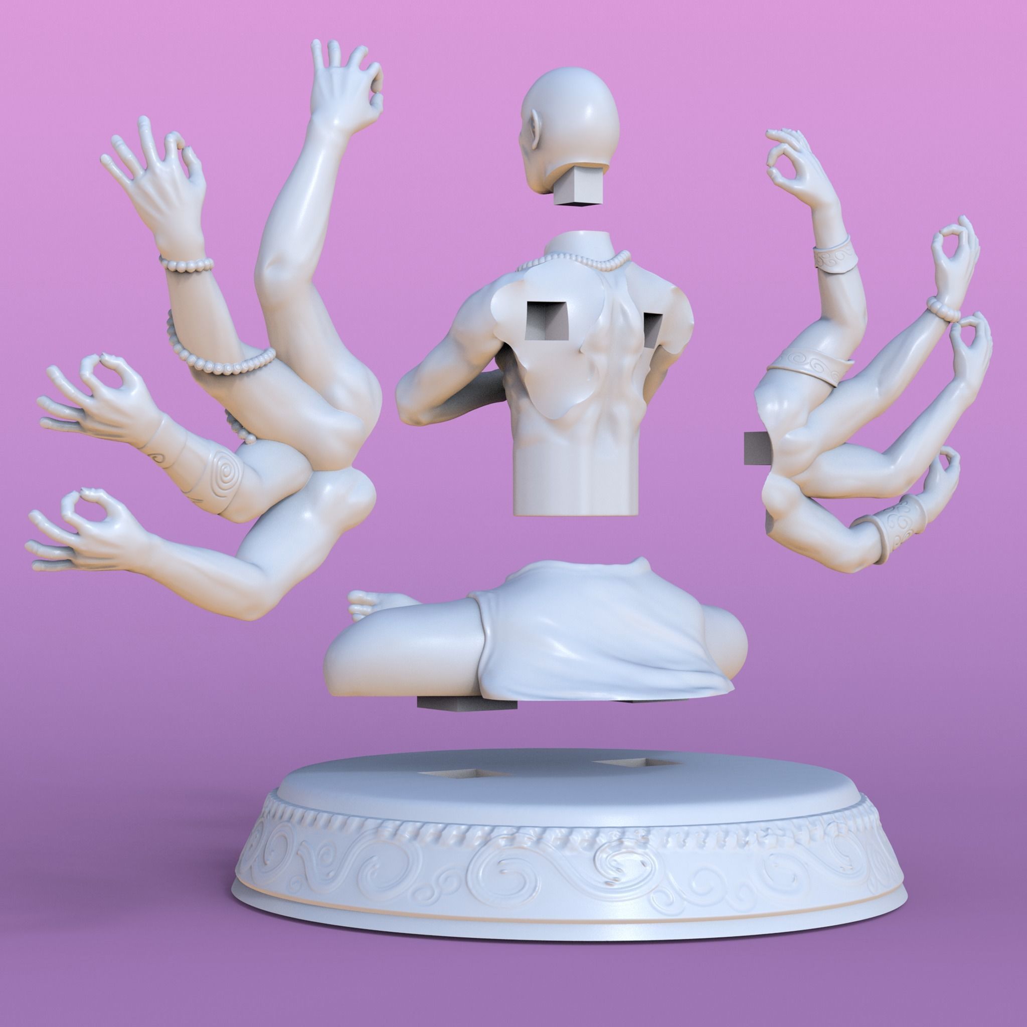 monk - meditation 3D print model_8