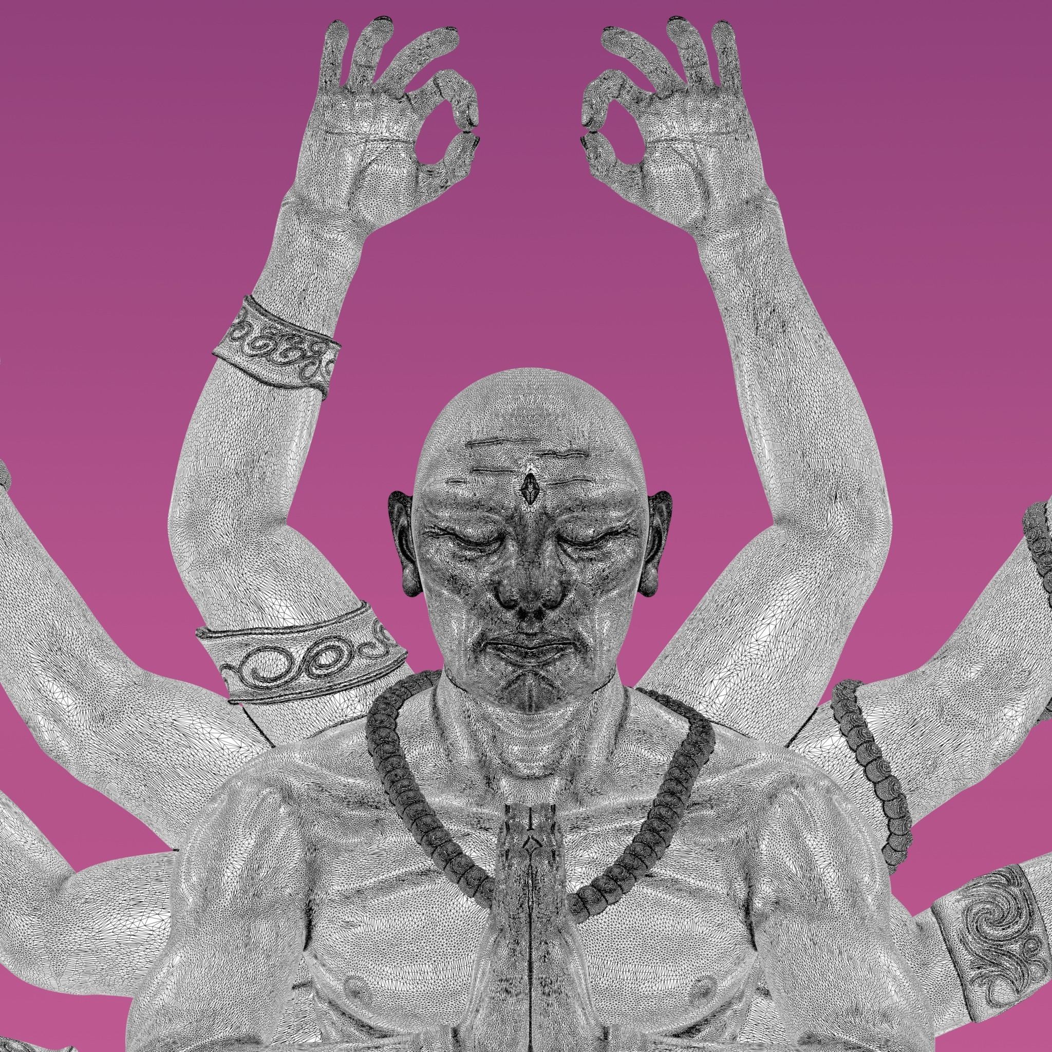 monk - meditation 3D print model_9