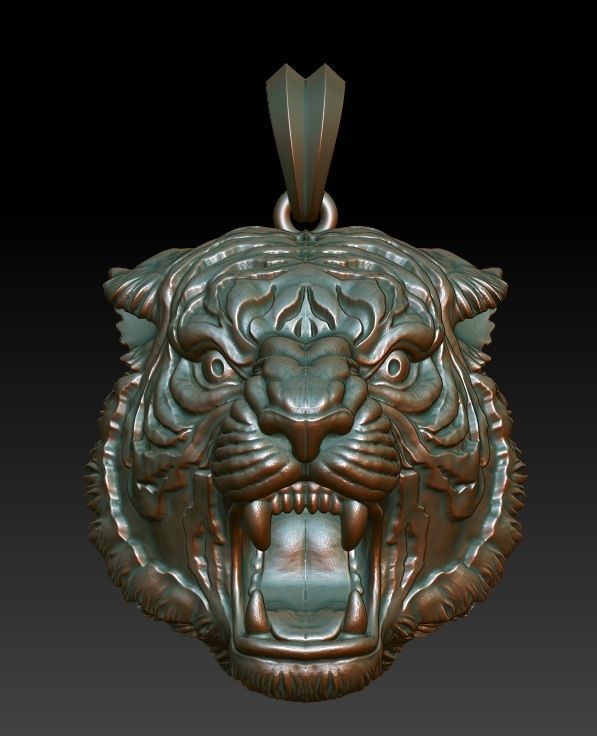 tiger head pendant 3D print model 3D print model_5