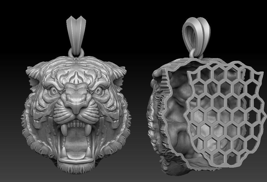 tiger head pendant 3D print model 3D print model_2