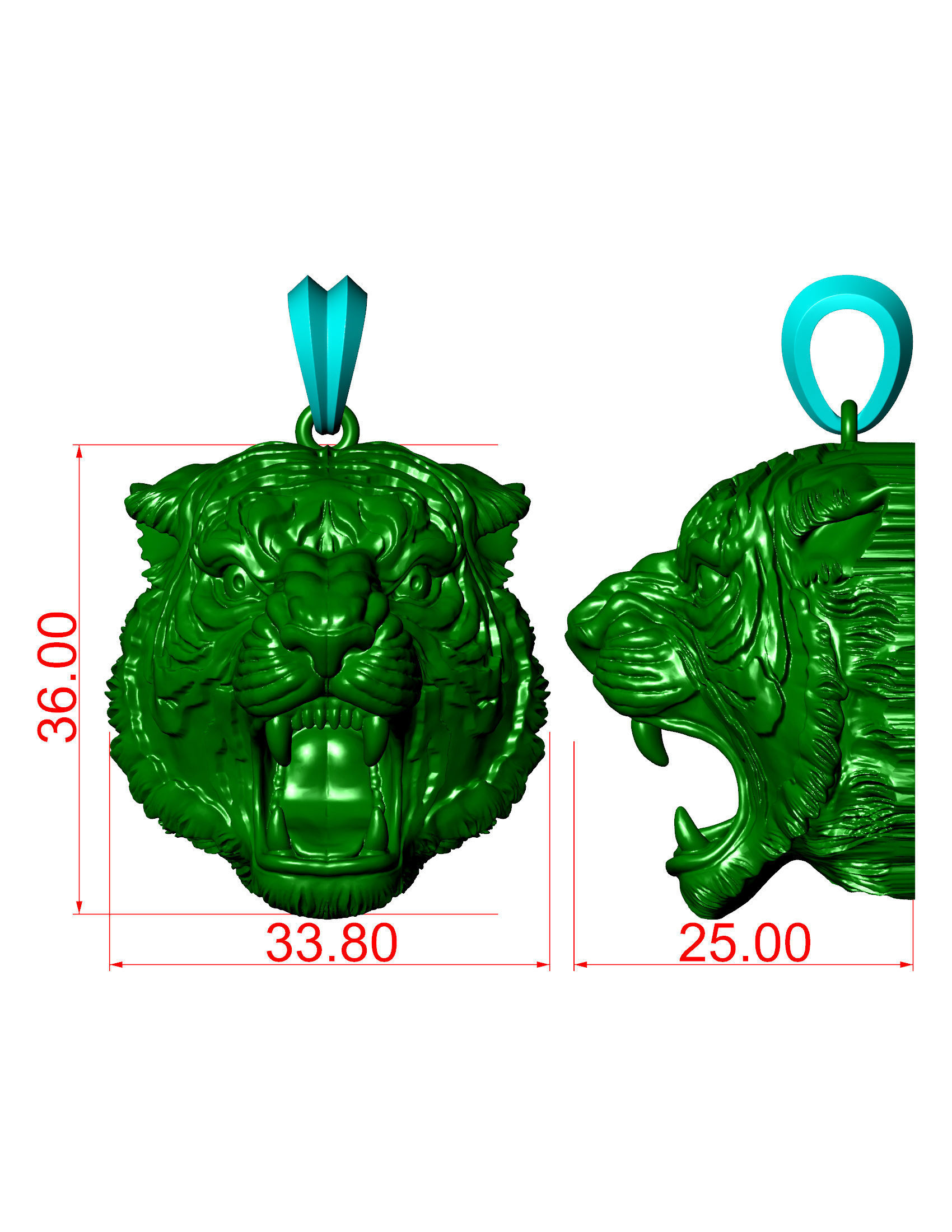 tiger head pendant 3D print model 3D print model_3