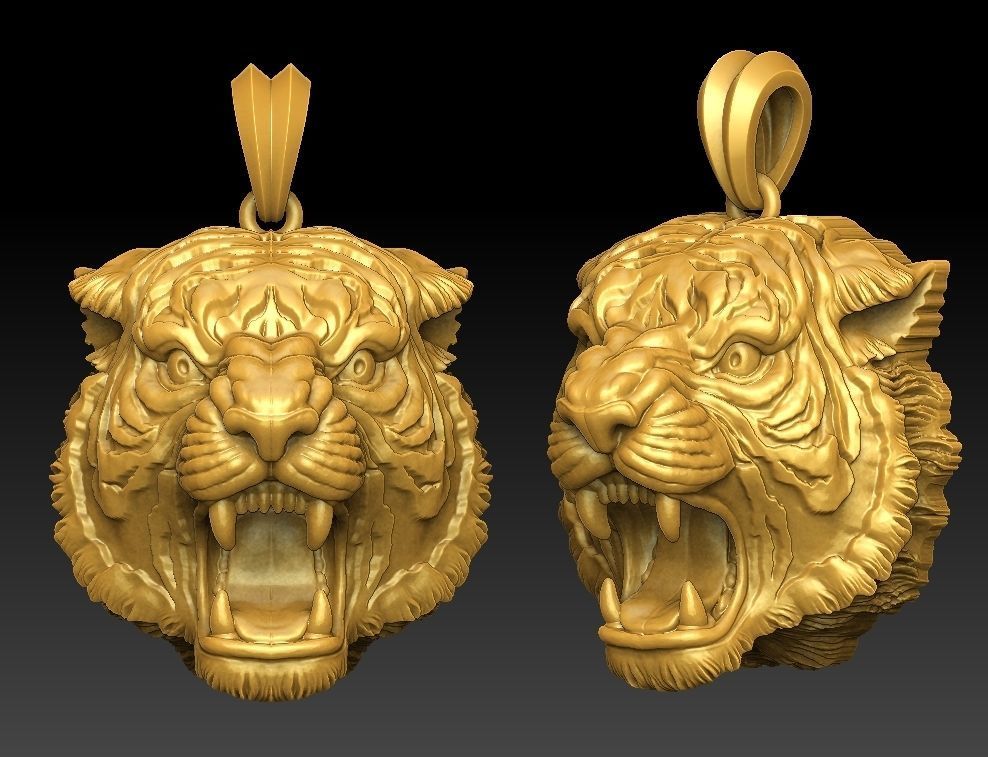 tiger head pendant 3D print model 3D print model_1