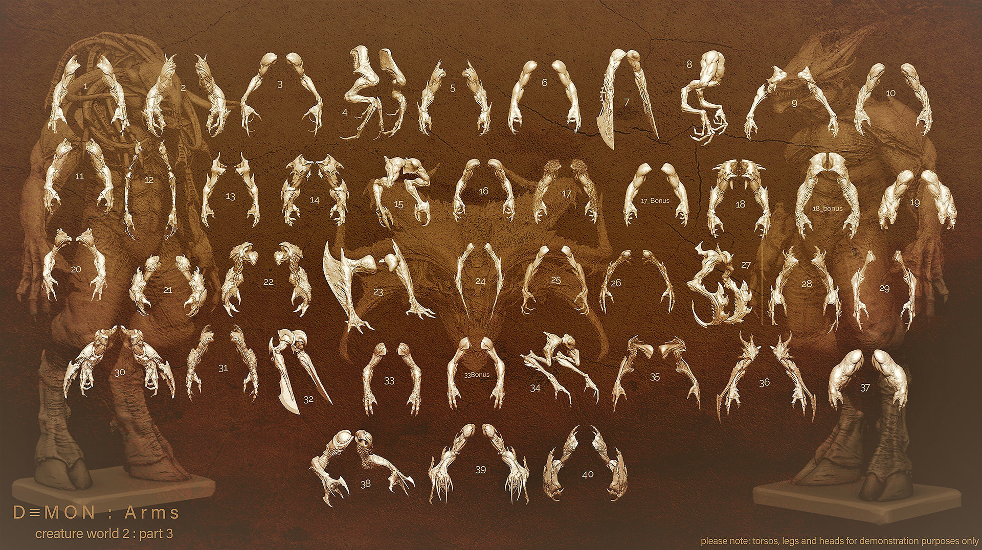 DEMON part three 40 Arms with Blendshapes 3D model_4