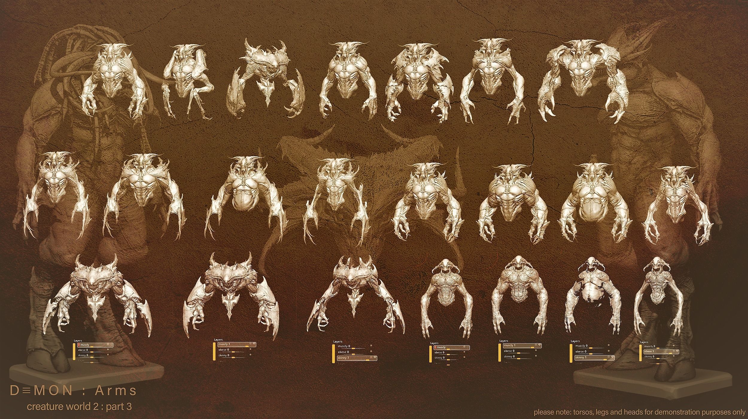 DEMON part three 40 Arms with Blendshapes 3D model_6