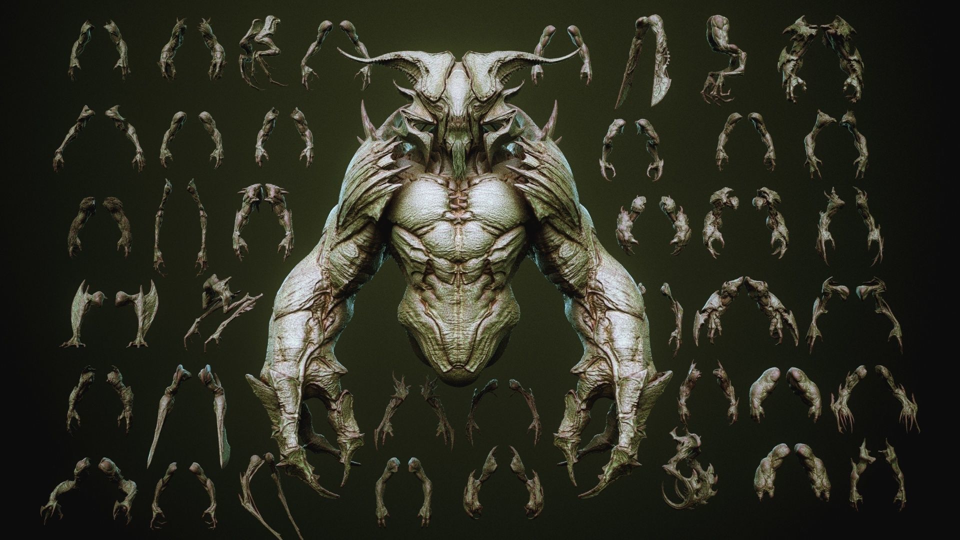 DEMON part three 40 Arms with Blendshapes 3D model_2