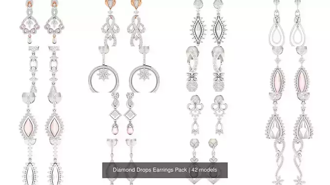 42 Diamond Drops Earrings Pack