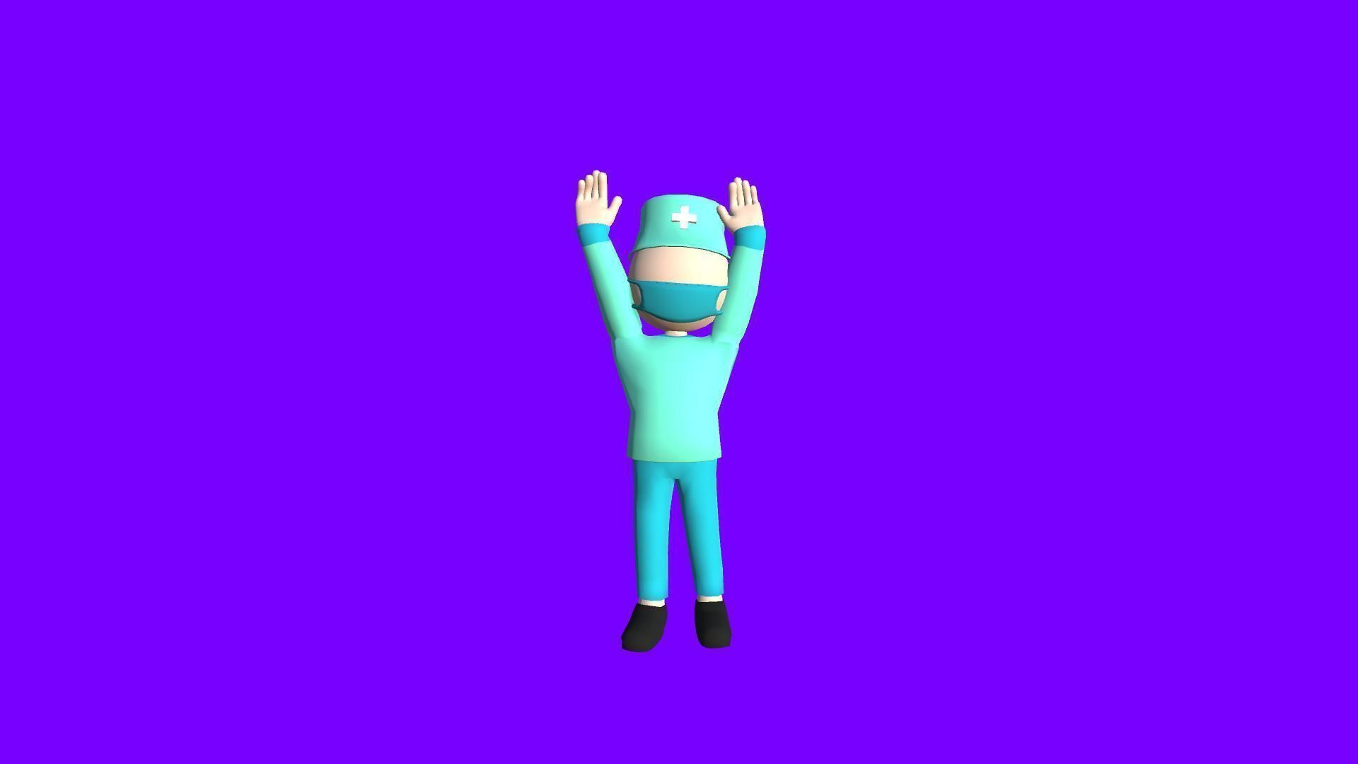 Doctor - Simple Low Poly Stickman Character Low-poly 3D model_1