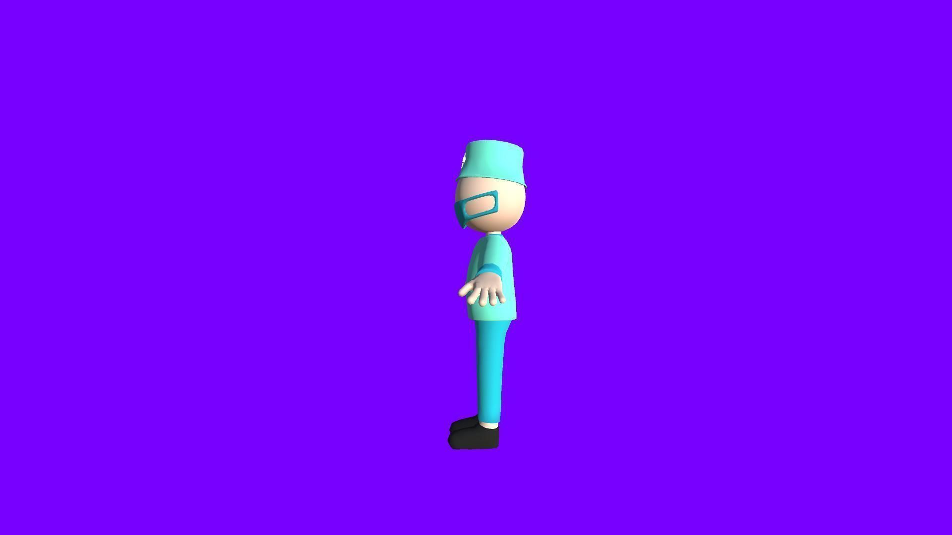 Doctor - Simple Low Poly Stickman Character Low-poly 3D model_3