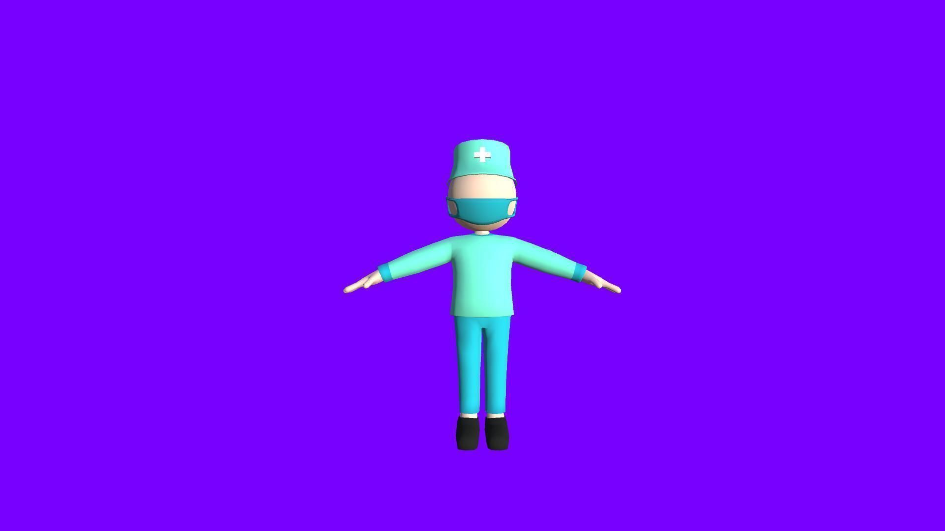 Doctor - Simple Low Poly Stickman Character Low-poly 3D model_2