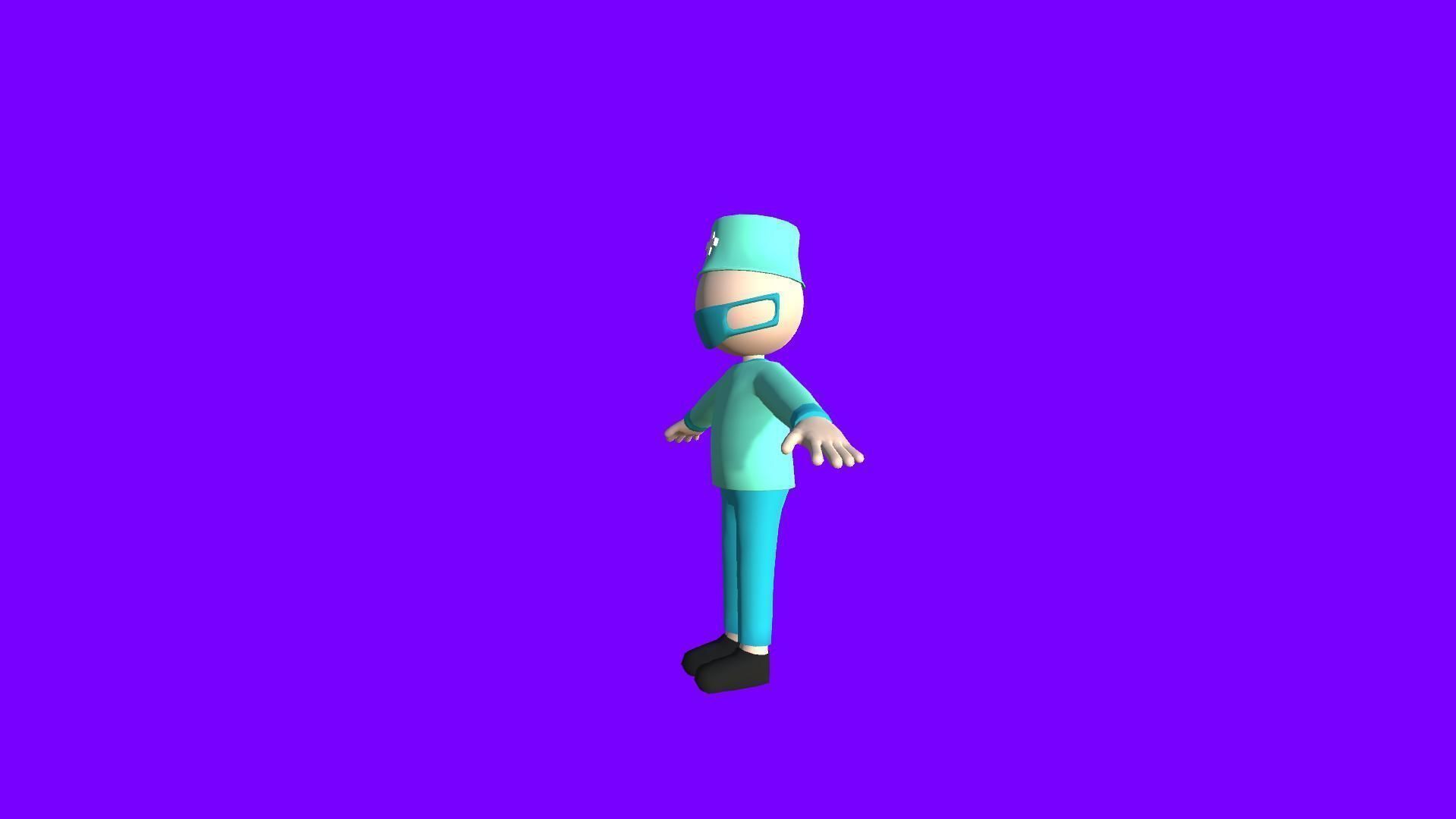 Doctor - Simple Low Poly Stickman Character Low-poly 3D model_4