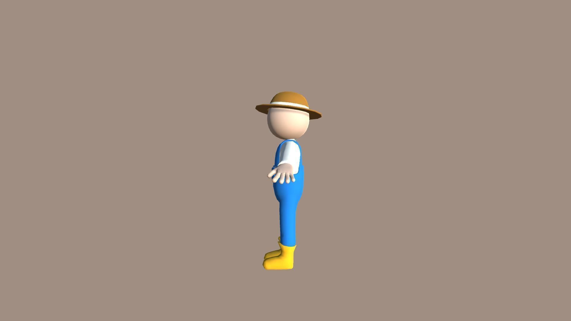 Farmer- Simple Low Poly Stickman Character Low-poly 3D model_3
