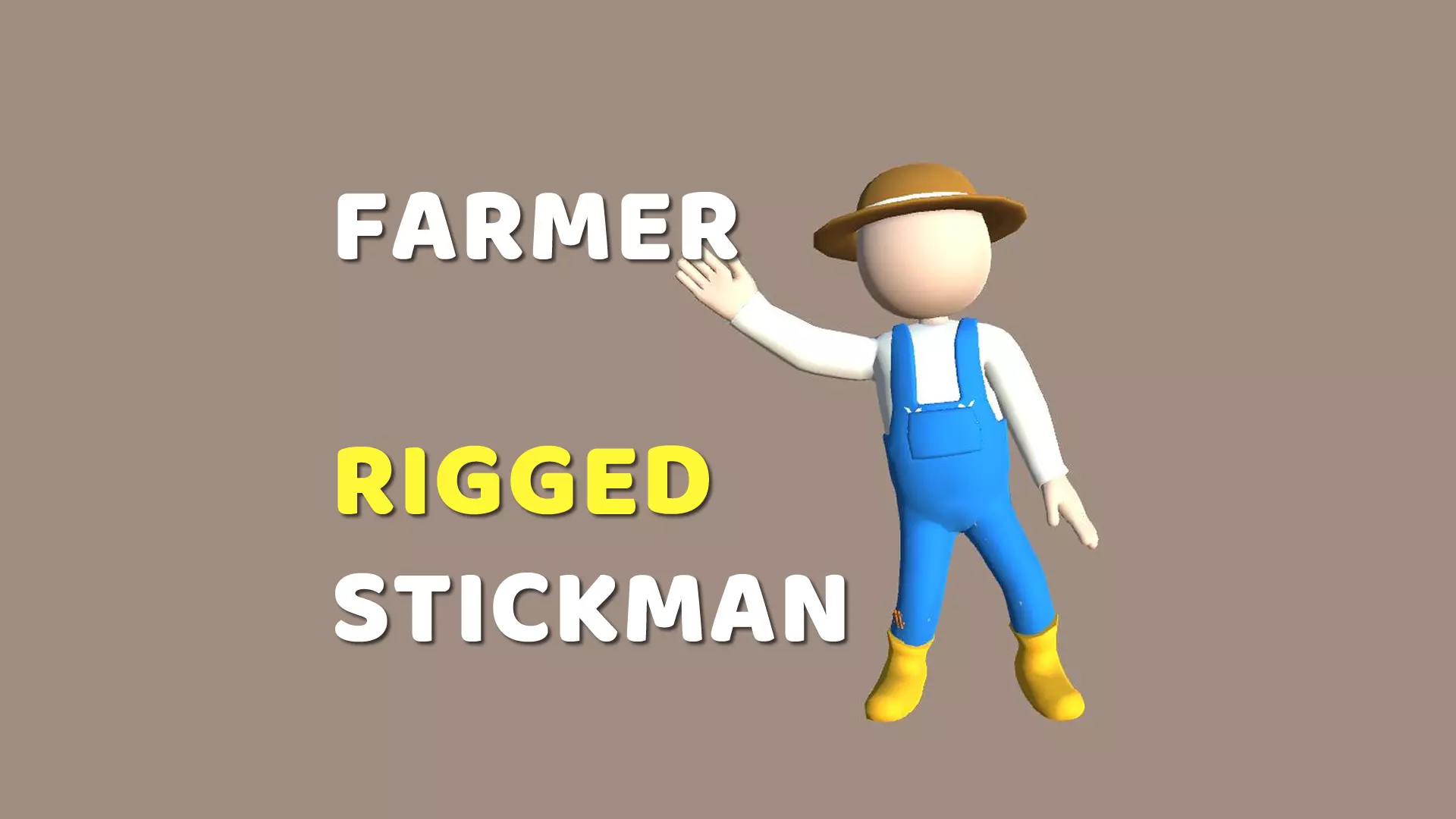 Farmer- Simple Low Poly Stickman Character Low-poly 3D model_0