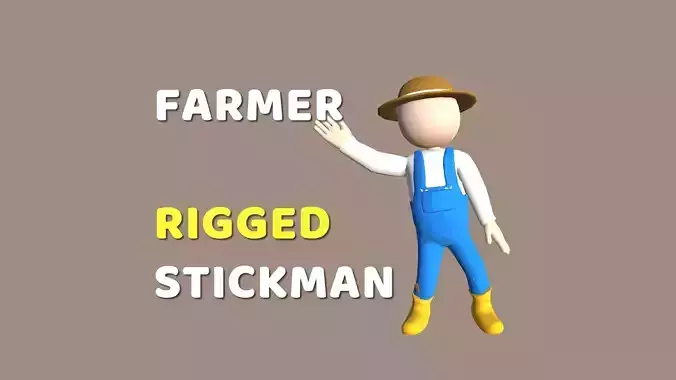 Farmer- Simple Low Poly Stickman Character Low-poly 3D model