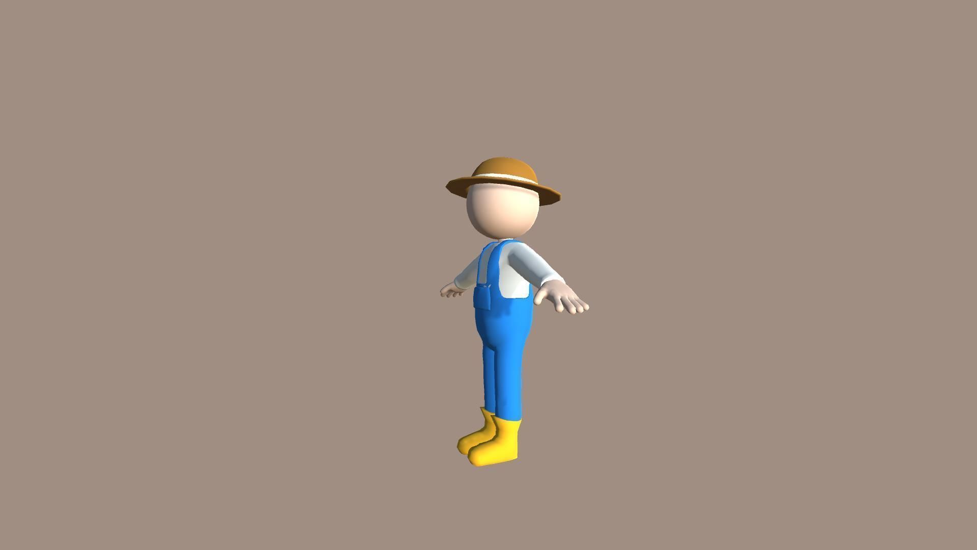 Farmer- Simple Low Poly Stickman Character Low-poly 3D model_4