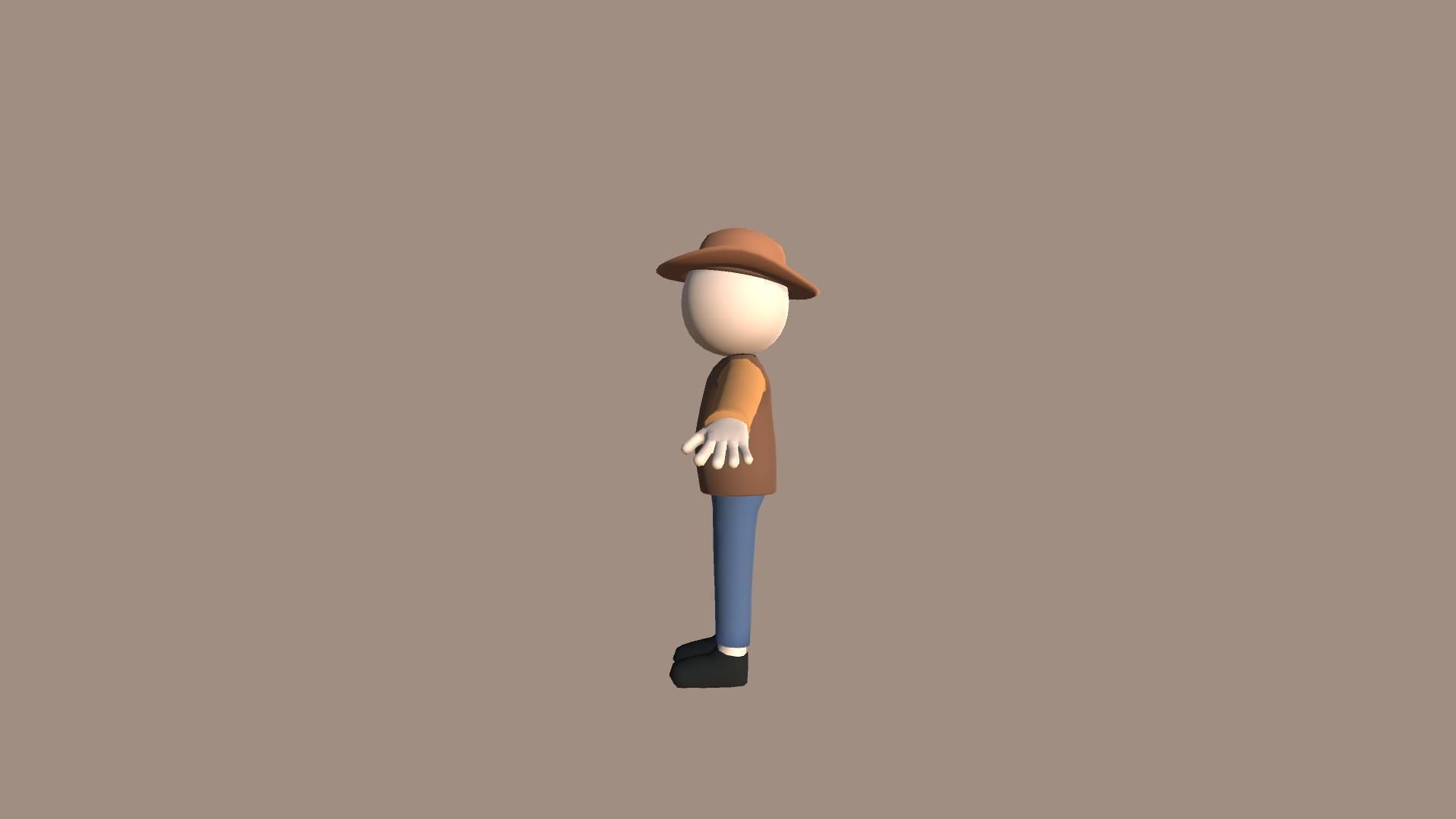 Cowboy - Simple Low Poly Stickman Character Low-poly 3D model_3