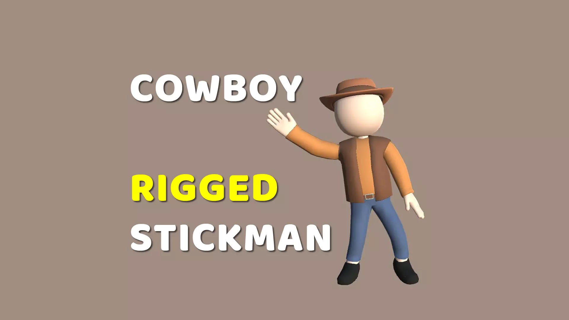 Cowboy - Simple Low Poly Stickman Character Low-poly 3D model_0