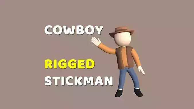 Cowboy - Simple Low Poly Stickman Character