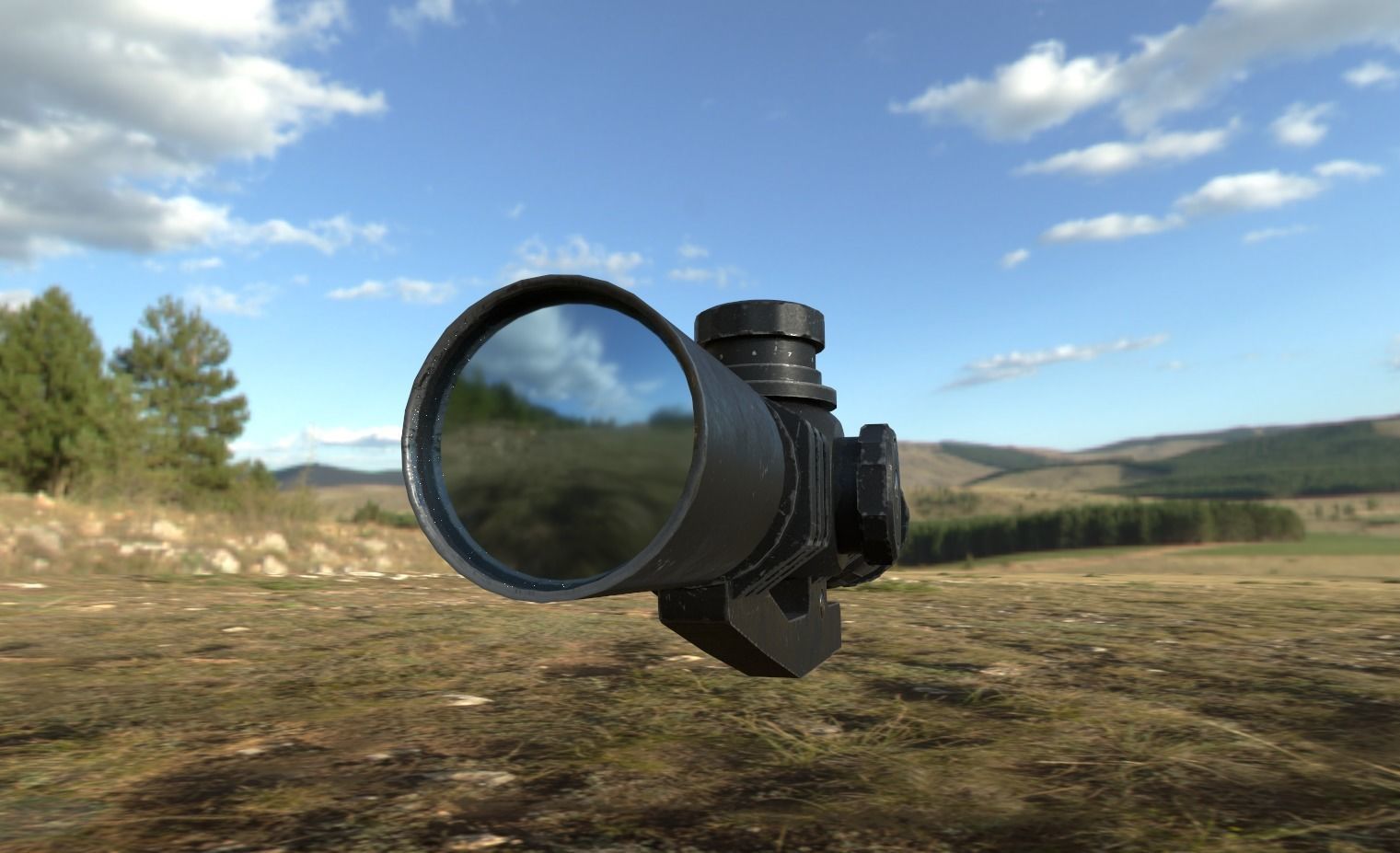 Rifle Magnification Scope Low-poly 3D model_2