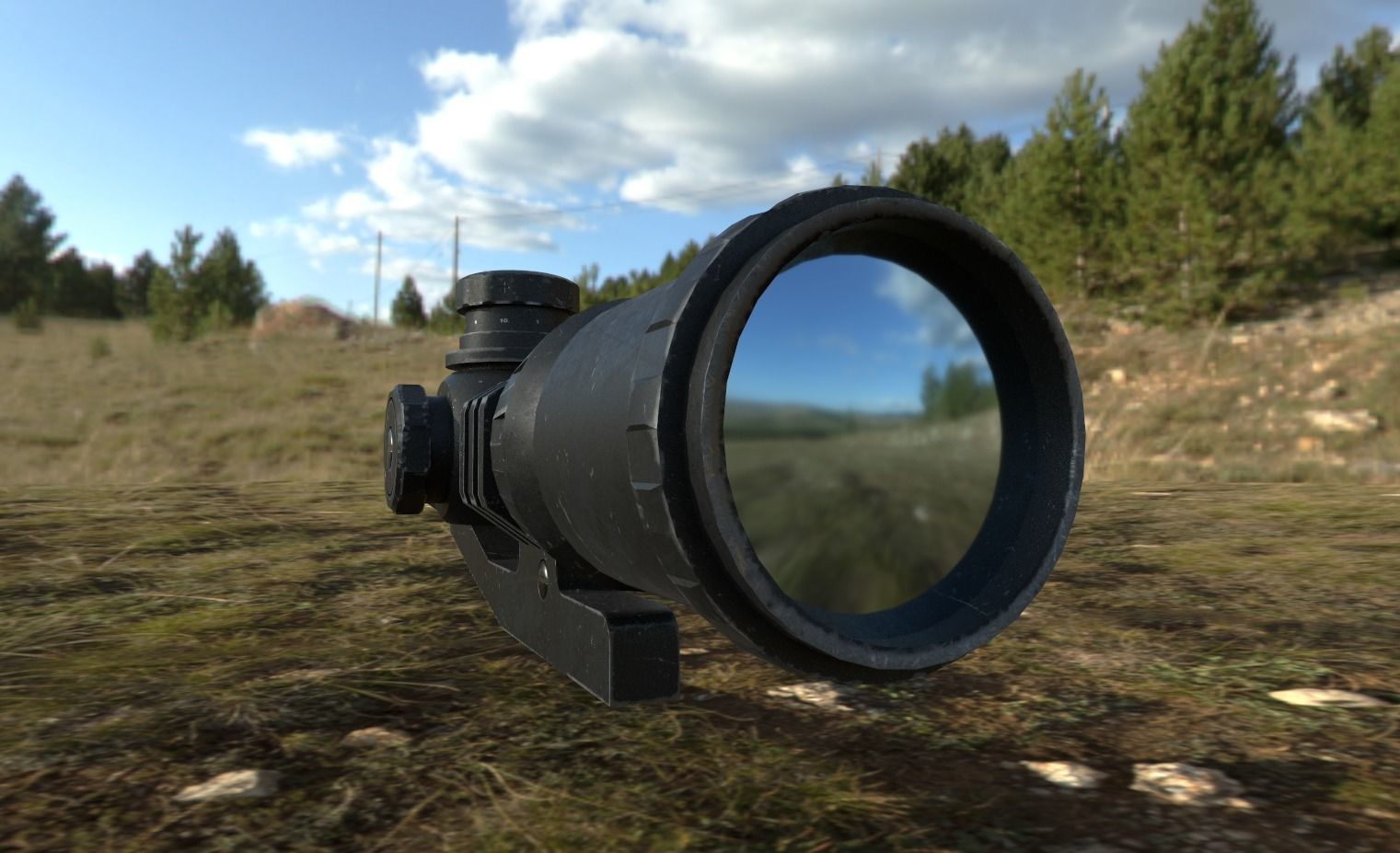Rifle Magnification Scope Low-poly 3D model_5