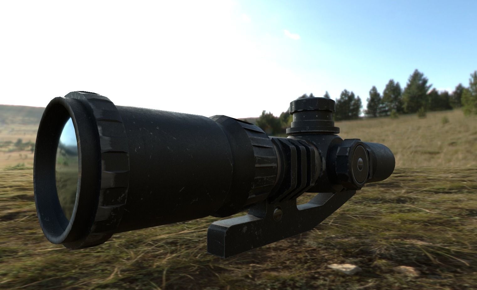 Rifle Magnification Scope Low-poly 3D model_4