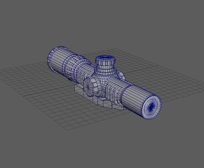 Rifle Magnification Scope Low-poly 3D model_7