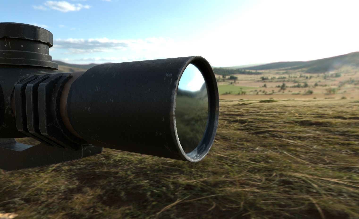 Rifle Magnification Scope Low-poly 3D model_3
