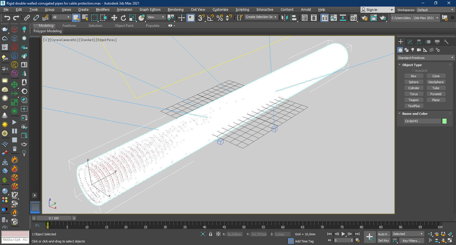 Rigid double-walled corrugated pipes for cable protection 3D model_7