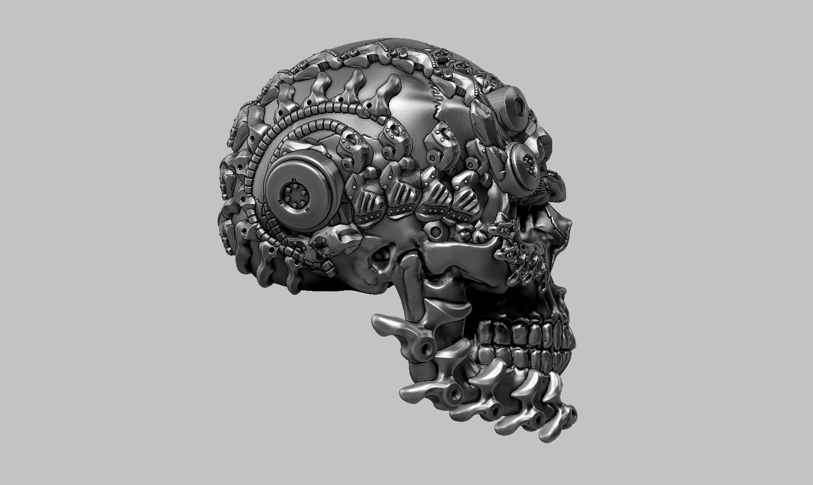 skull robot head a47 3D print model_4