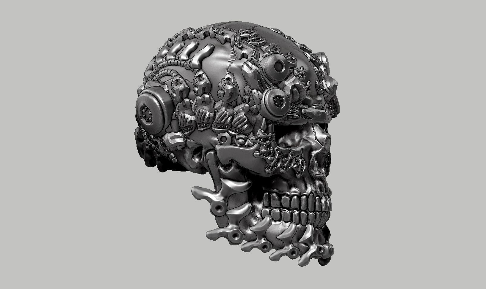 skull robot head a47 3D print model_3