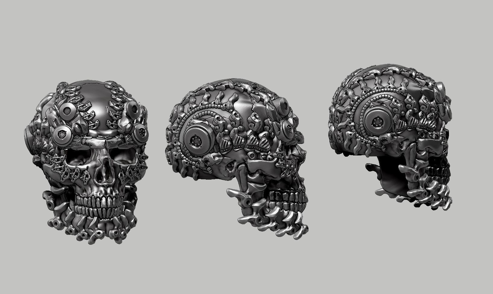 skull robot head a47 3D print model_1