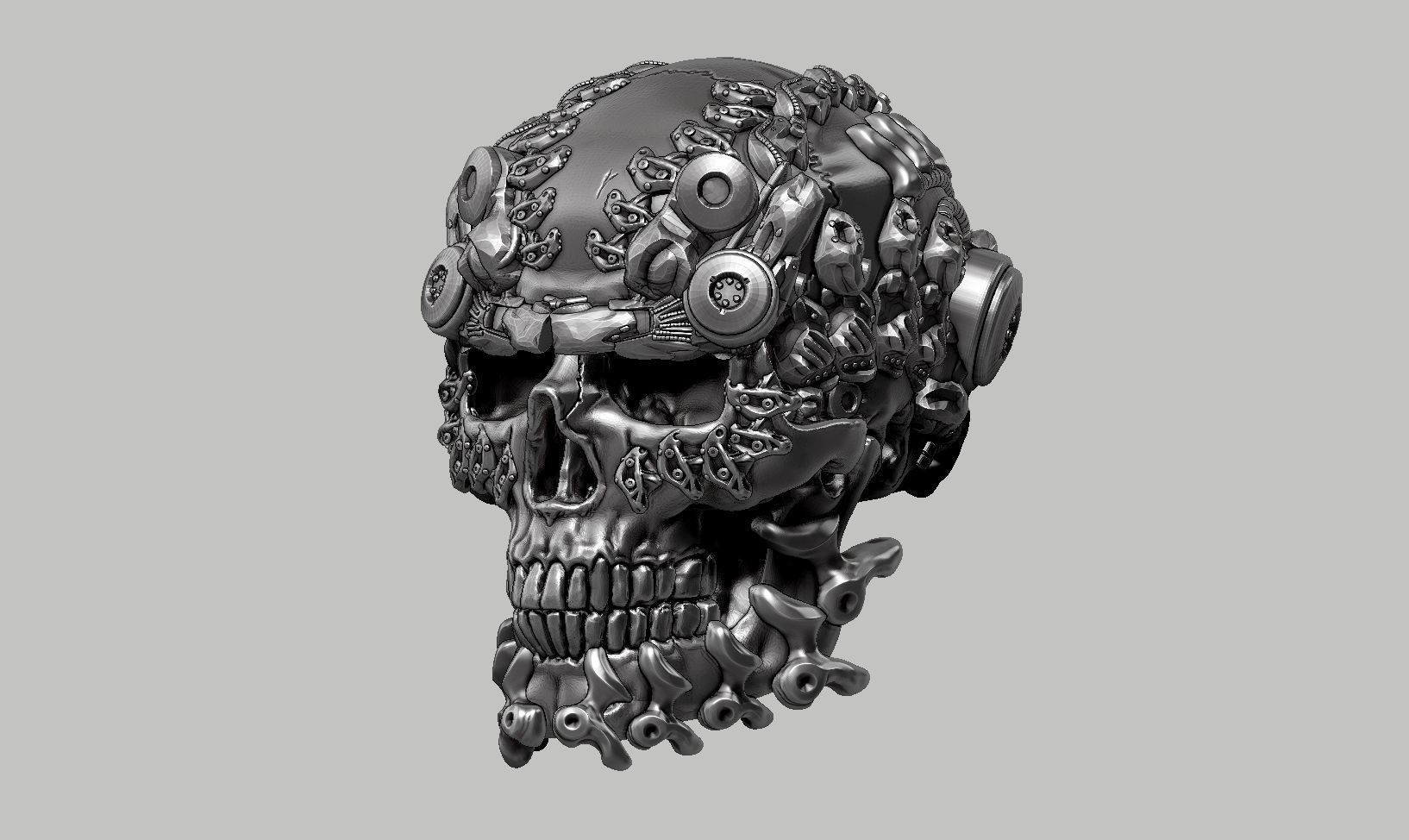 skull robot head a47 3D print model_10