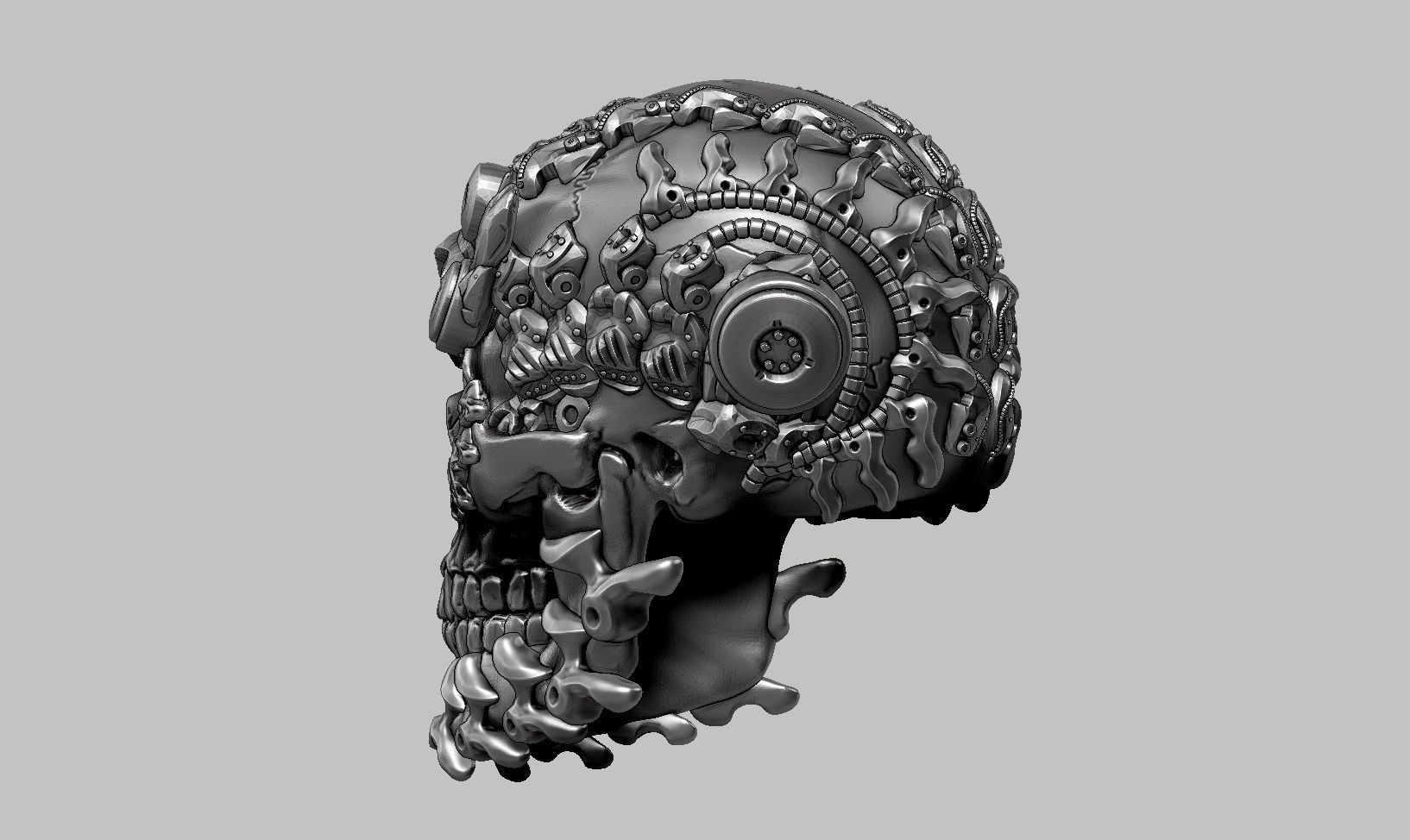 skull robot head a47 3D print model_8