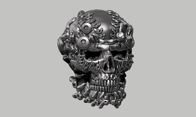 skull robot head a47 3D print model