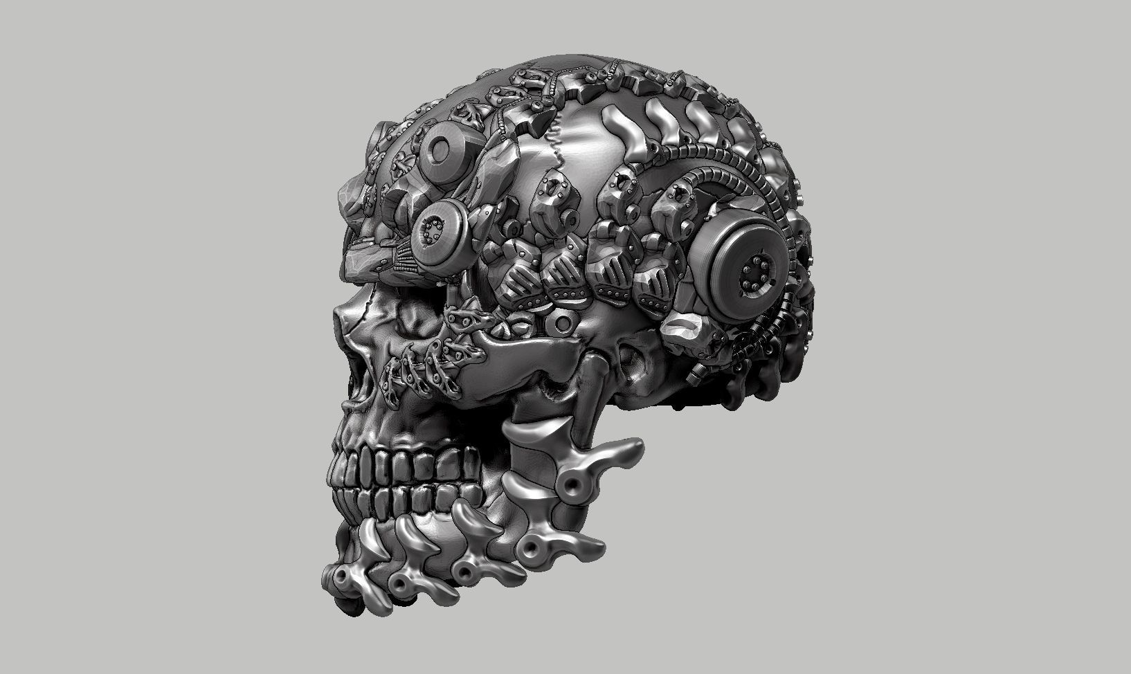 skull robot head a47 3D print model_9