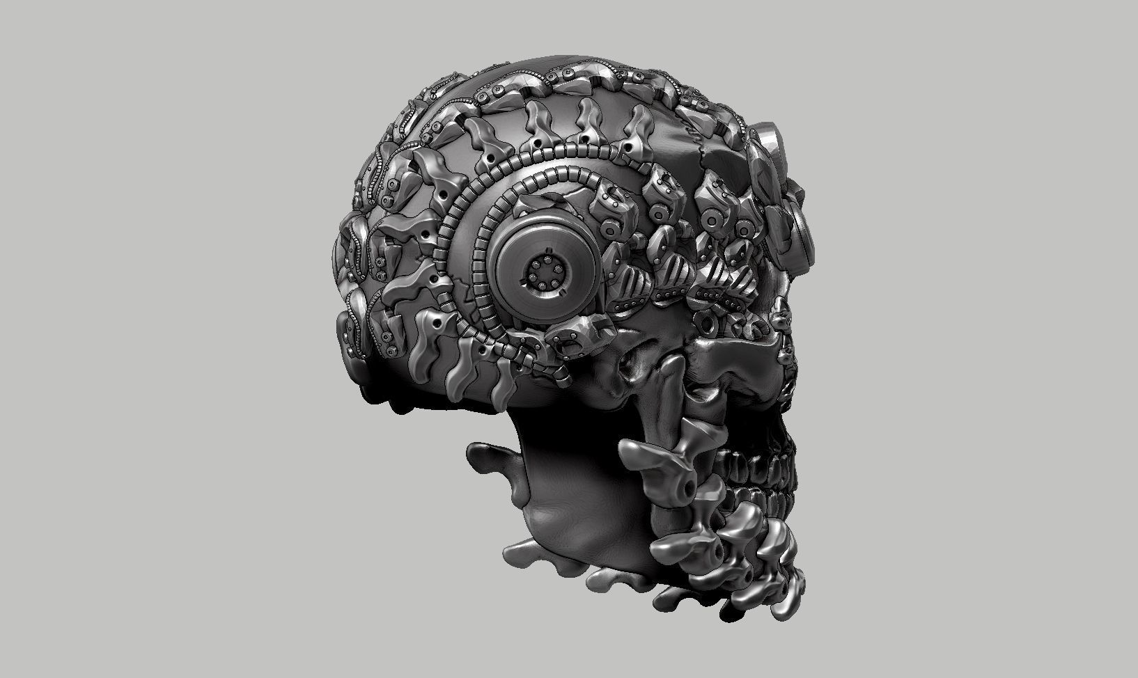 skull robot head a47 3D print model_5