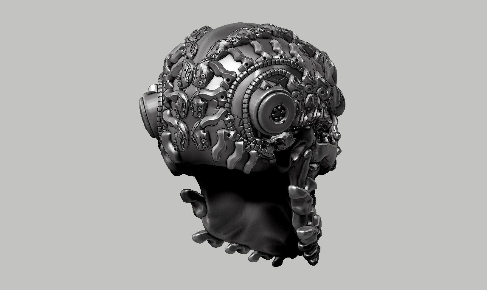 skull robot head a47 3D print model_6