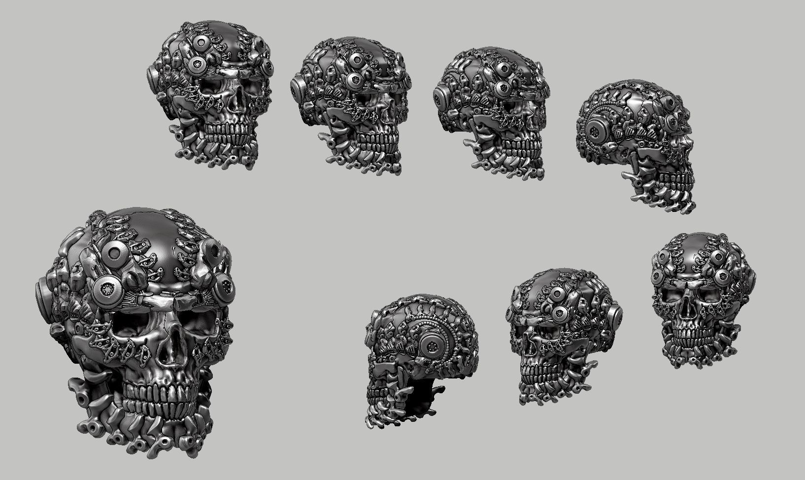 skull robot head a47 3D print model_11